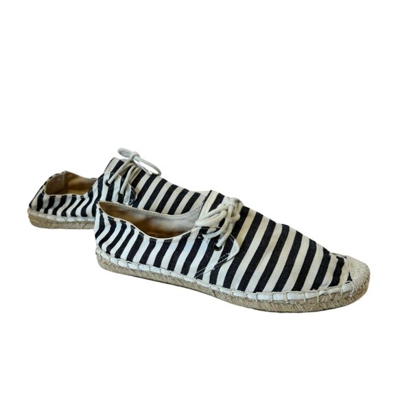 J.Crew Womens Black & White Striped Espadrille Sneakers Size 8 Canvas & Jute - Picture 4 of 5